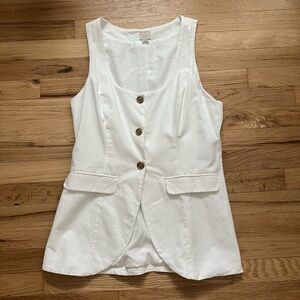 A New Day White Linen Blend Vest - Never Worn